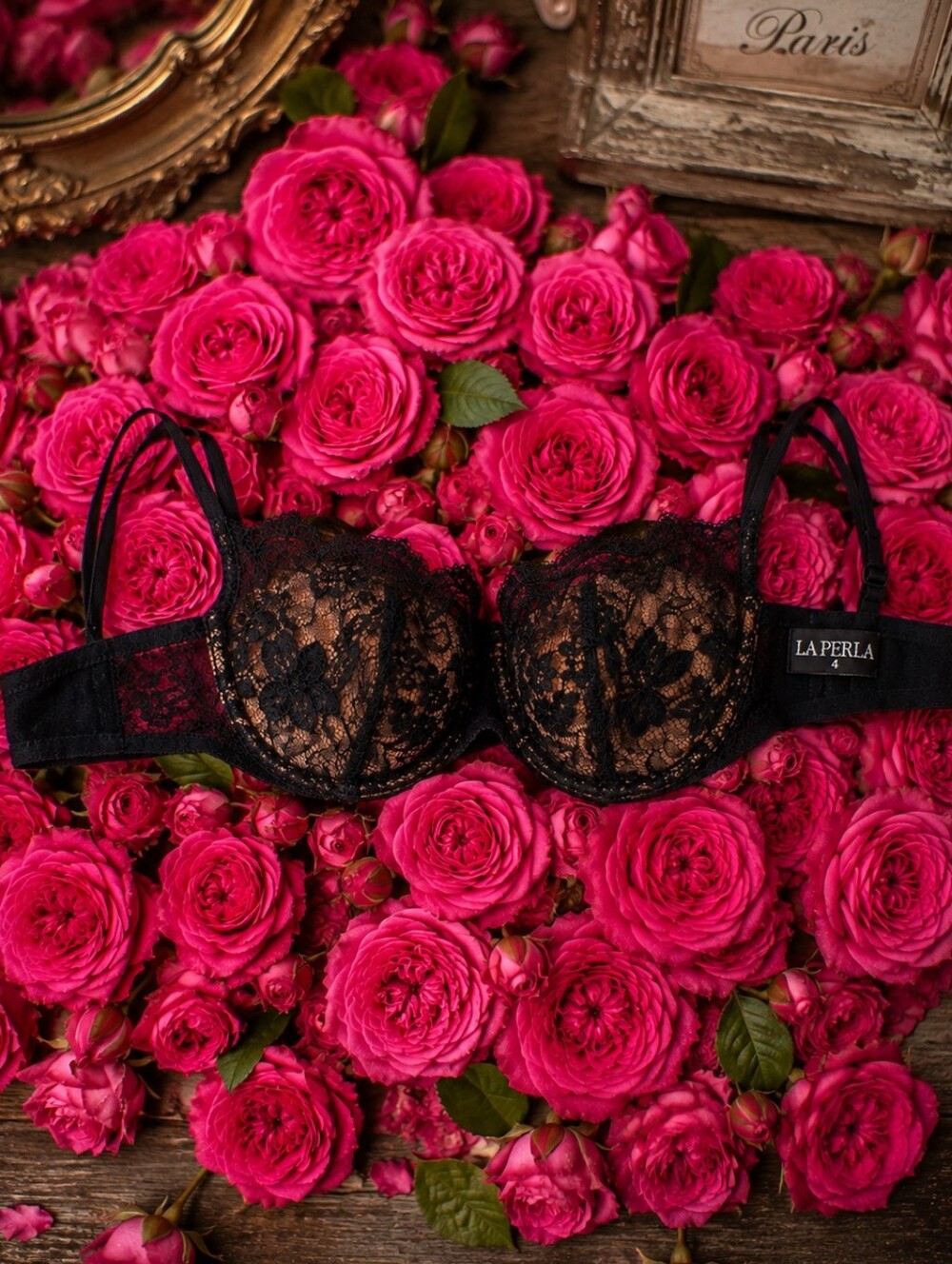 La Perla Black Lace Underwire Bra Made in Italy Size 4